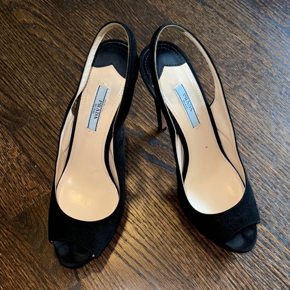 Prada Elegant Black Slingback Heels
